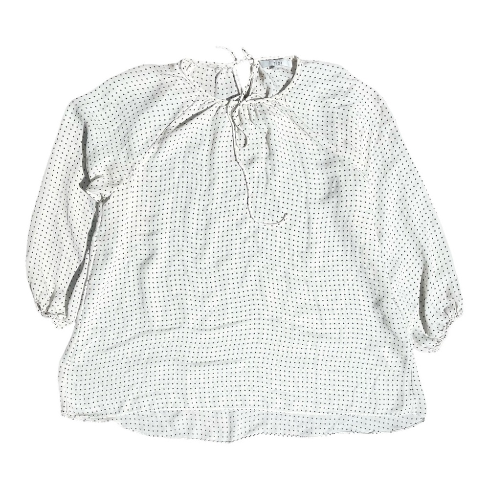 Tibi 100% Silk Blouson Sleeve Tie Back Cream and Black Star Blouse